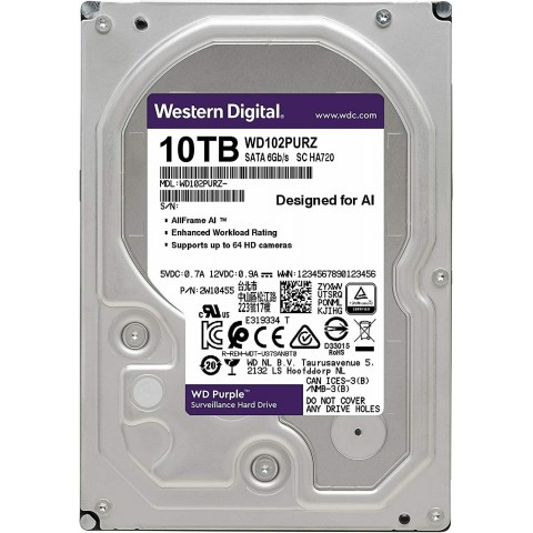 DISQUE DUR 10000 GB3.5’’ SATA WD PURPLE SURVEILLANCE