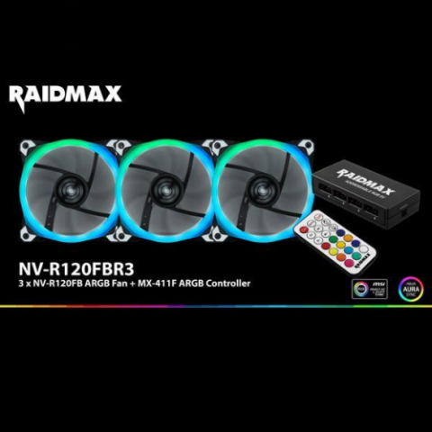 3pcs x Adressable FAN 120mm RGB with RGB Controller RAIDMAX